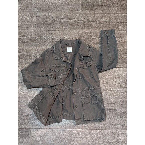 Old Navy Jackets & Blazers - Old Navy Womens Large Gray Cotton Utility Field Jacket Military Drawstring Waist